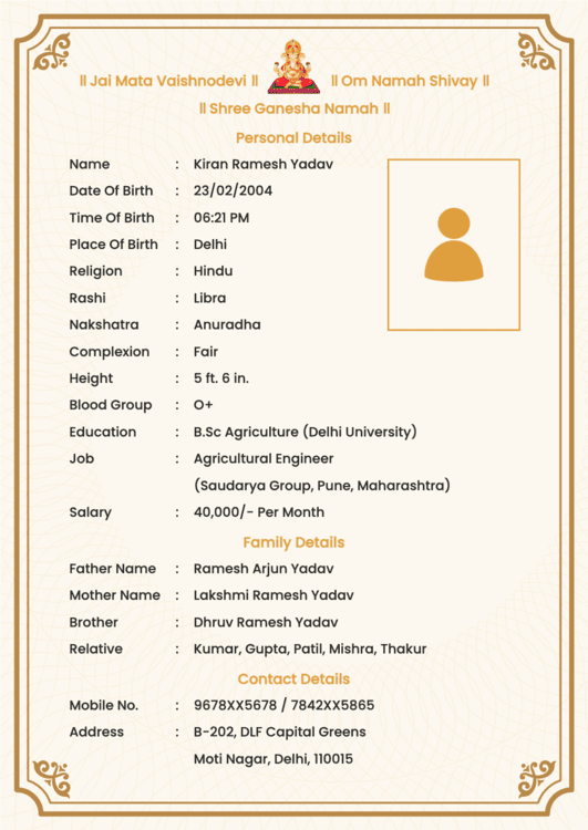 bio data format