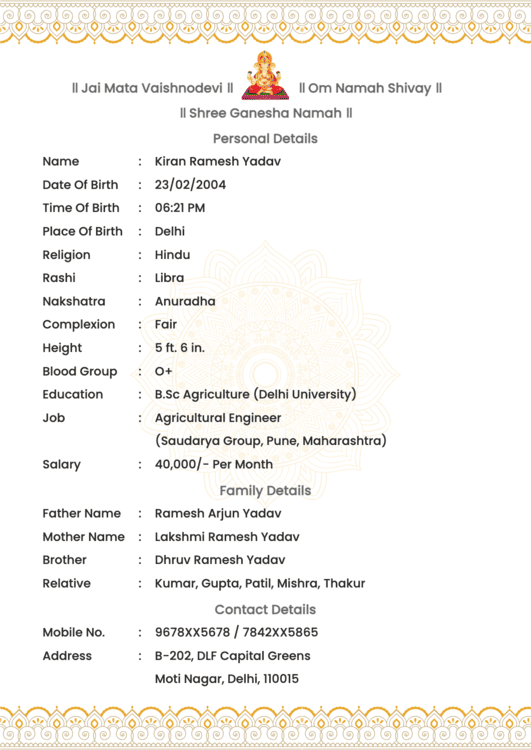 make biodata for marriage
